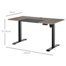 Vinsetto Height Adjustable Electric Standing Desk with 4 Automatic Memory Preset 140cm x 70cm Tabletop Stand Up Desk for Home Office (Black Frame + Teak Desktop) Black
