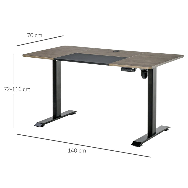 Vinsetto Height Adjustable Electric Standing Desk with 4 Automatic Memory Preset 140cm x 70cm Tabletop Stand Up Desk for Home Office (Black Frame + Teak Desktop) Black