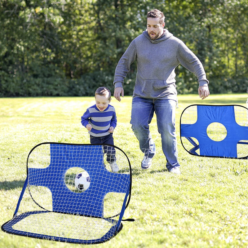 HOMCOM 2 in 1 Pop Up Soccer Nets Kids Target Goal Net for Backyard Outdoor Sports and Practice 2-in-1