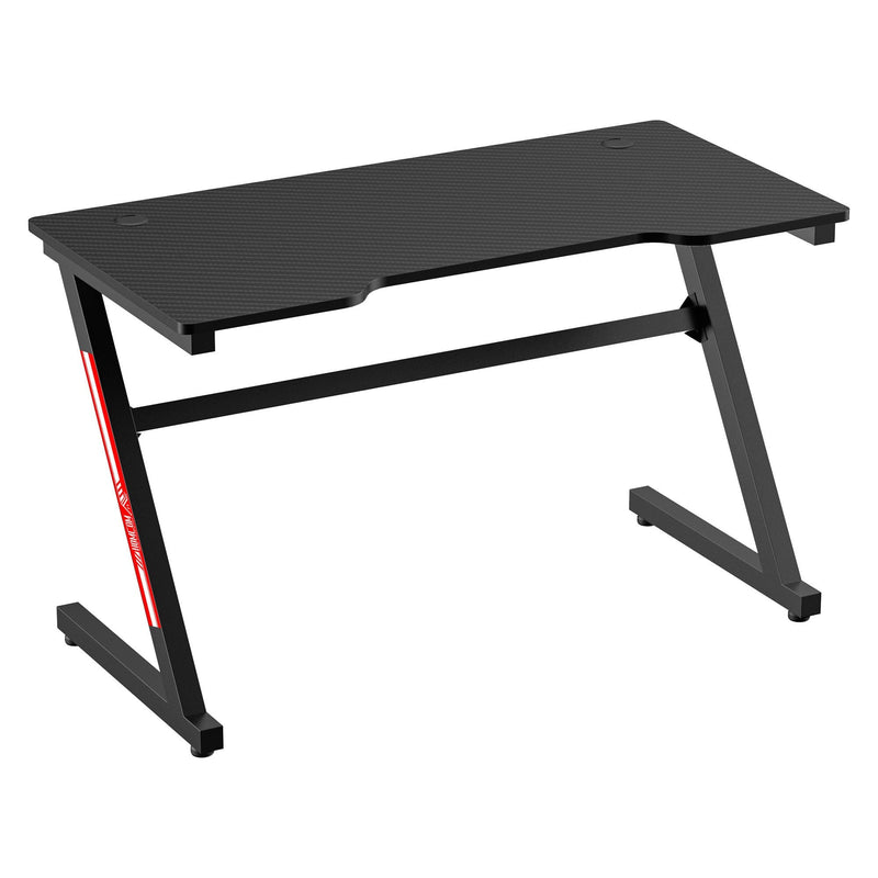 1.2m Gaming Desk Z-Shaped Racing Style Home Office Computer Table with 2 Cable Managements for Study Workstation Black Management