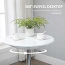 Modern Round Bar Table Adjustable Height Home Pub Bistro Desk Swivel Painted Top with Silver Steel Leg and Base, White 61 cm Indoor Counter