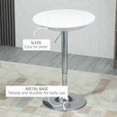 Modern Round Bar Table Adjustable Height Home Pub Bistro Desk Swivel Painted Top with Silver Steel Leg and Base, White 61 cm Indoor Counter