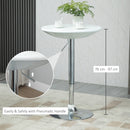 Modern Round Bar Table Adjustable Height Home Pub Bistro Desk Swivel Painted Top with Silver Steel Leg and Base, White 61 cm Indoor Counter