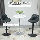 Modern Round Bar Table Adjustable Height Home Pub Bistro Desk Swivel Painted Top with Silver Steel Leg and Base, White 61 cm Indoor Counter