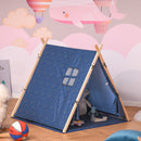 Kids Teepee Play Tent Portable Foldable Children Playhouse Toy for Boys and Girls with Mat Pillow Carry Case Indoor Outdoor Games Blue Boy w/ Bag
