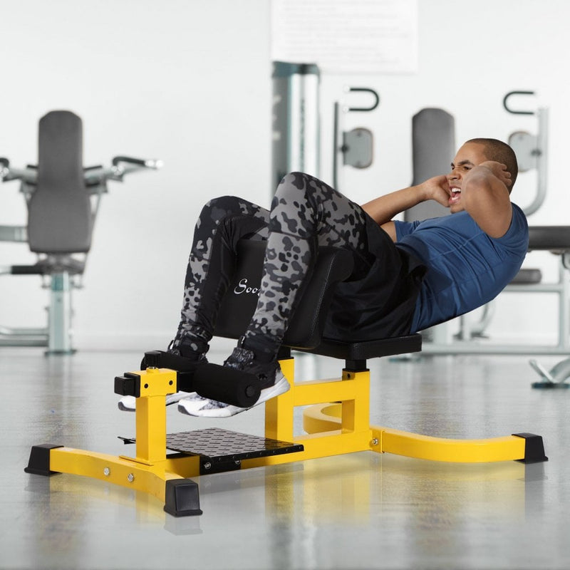 Squat Bench Trainer Sit Up Machine Multifunctional Equipment Abdomen and Leg Strength Indoor Household Fitness Device Yellow Ab Curl Workout Home Gym