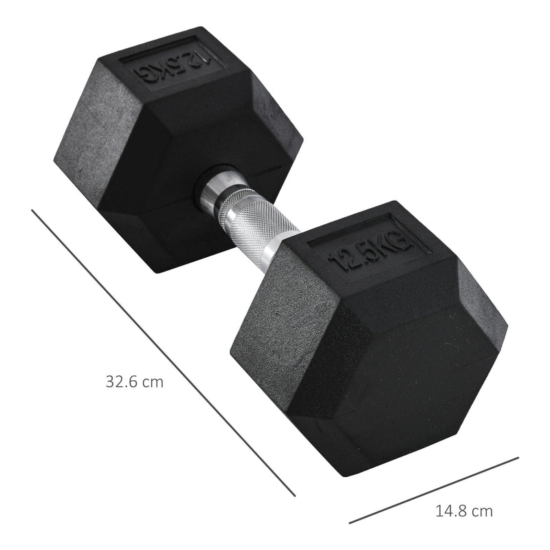 12.5KG Single Rubber Hex Dumbbell Portable Hand Weights Dumbbell Home Gym Workout Fitness Hand Dumbbell
