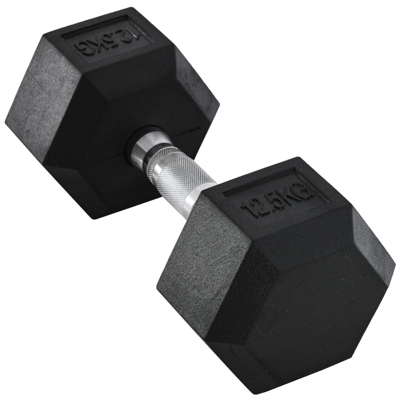 12.5KG Single Rubber Hex Dumbbell Portable Hand Weights Dumbbell Home Gym Workout Fitness Hand Dumbbell