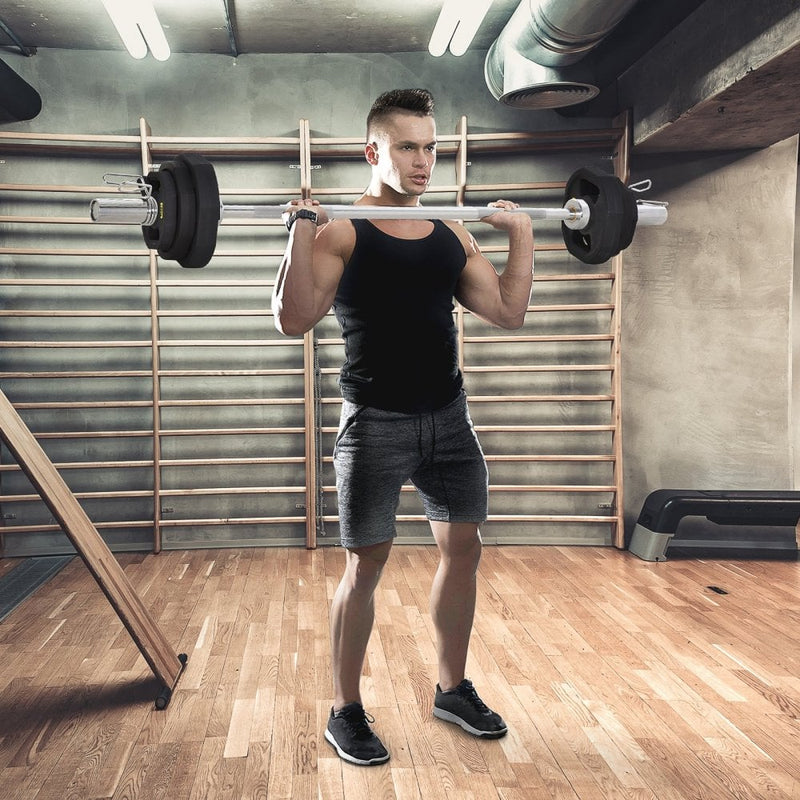 5ft Weight Lifting Barbell Bar with Anti-slip Hand Grip, Spring Collar