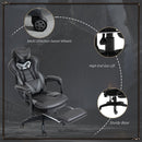 Vinsetto Ergonomic Gaming Chair Office Desk Chair Adjustable Height Recliner with Wheels, Lumbar Support Retractable Footrest