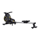 Indoor Body Health & Fitness Adjustable Magnetic Rowing Machine Rower with LCD Digital Monitor & Wheels for Home, Office, Gym w/