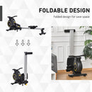 Indoor Body Health & Fitness Adjustable Magnetic Rowing Machine Rower with LCD Digital Monitor & Wheels for Home, Office, Gym w/