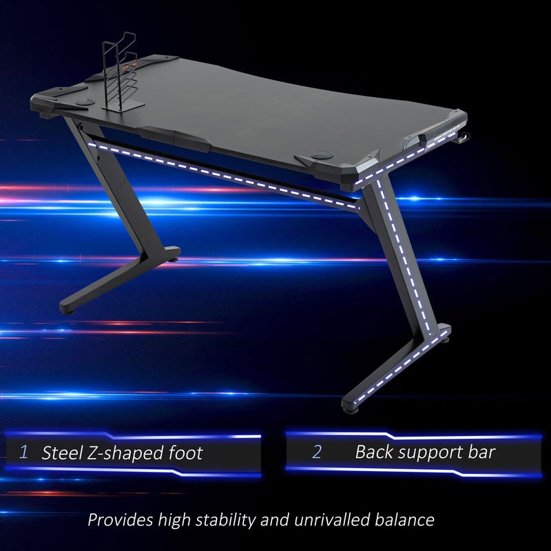 Gaming Desk Computer Writing Table with Large Workstation for Home Office, 122 x 66 x 86cm, Black Office