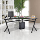 61"" L-Shaped Corner Computer Desk Laptop Workstation PC Table Home Office With CPU Stand Black