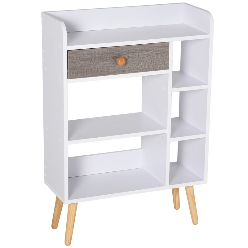Particle Board 7-Compartment Shelving Unit - White/Brown