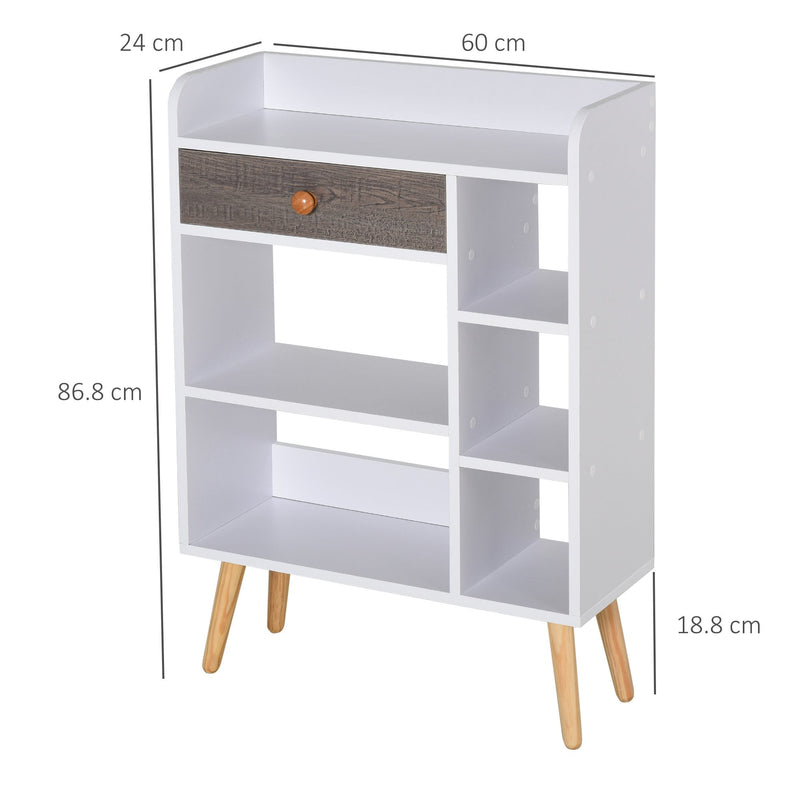 Particle Board 7-Compartment Shelving Unit - White/Brown