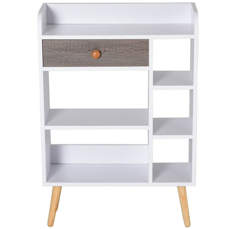 Particle Board 7-Compartment Shelving Unit - White/Brown