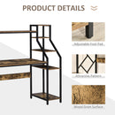 Computer Desk with Shelves Home Office Study Table with 6 Tier Storage Industrial Workstation for Small Rustic Spaces