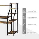 Computer Desk with Shelves Home Office Study Table with 6 Tier Storage Industrial Workstation for Small Rustic Spaces