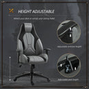 Vinsetto High Back Executive Office Chair Mesh & Fuax Leather Gaming Gamer Chair with Swivel Wheels, Adjustable Height and Armrest, Charcoal Grey for Home Recliner w/ Footrest, Deep