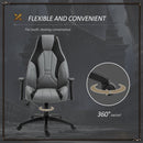 Vinsetto High Back Executive Office Chair Mesh & Fuax Leather Gaming Gamer Chair with Swivel Wheels, Adjustable Height and Armrest, Charcoal Grey for Home Recliner w/ Footrest, Deep