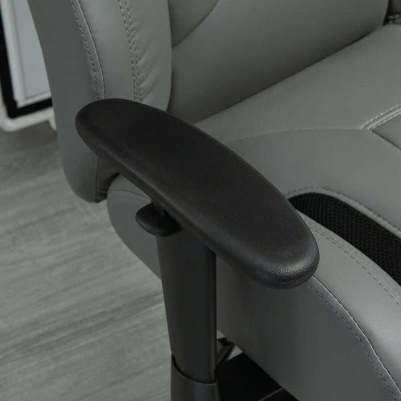 Vinsetto High Back Executive Office Chair Mesh & Fuax Leather Gaming Gamer Chair with Swivel Wheels, Adjustable Height and Armrest, Charcoal Grey for Home Recliner w/ Footrest, Deep