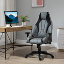 Vinsetto High Back Executive Office Chair Mesh & Fuax Leather Gaming Gamer Chair with Swivel Wheels, Adjustable Height and Armrest, Charcoal Grey for Home Recliner w/ Footrest, Deep