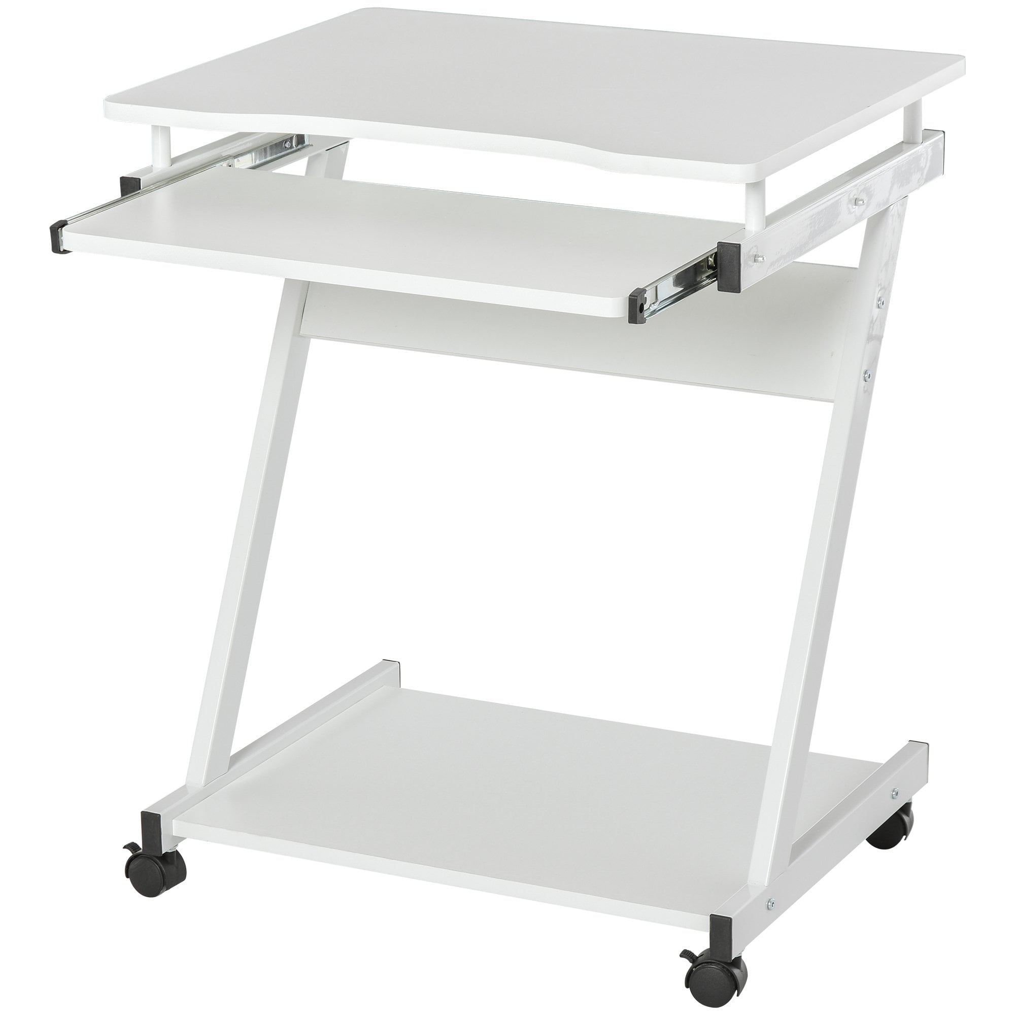 Movable Computer Desk with 4 Moving Wheels Sliding Keyboard Tray Home