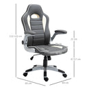 Vinsetto  Home Office Chair Executive Height Adjustable Rolling Swivel Chair With Tilt Function PU Grey 69 x 65 x 112-122 cm