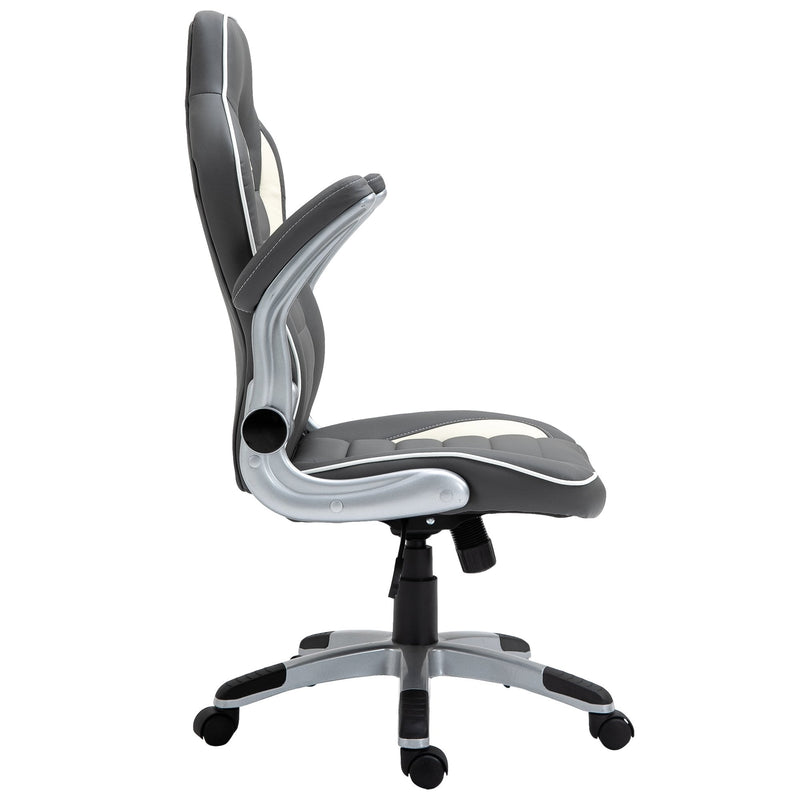 Vinsetto  Home Office Chair Executive Height Adjustable Rolling Swivel Chair With Tilt Function PU Grey 69 x 65 x 112-122 cm