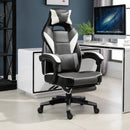 Vinsetto Cool & Stylish Gaming Chair Ergonomic w/ Thick Padding Footrest Neck & Back Pillow 5 Wheels Racing Swivel Height Adjustable Home Office Grey