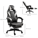 Vinsetto Cool & Stylish Gaming Chair Ergonomic w/ Thick Padding Footrest Neck & Back Pillow 5 Wheels Racing Swivel Height Adjustable Home Office Grey