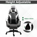Vinsetto Cool & Stylish Gaming Chair Ergonomic w/ Thick Padding Footrest Neck & Back Pillow 5 Wheels Racing Swivel Height Adjustable Home Office Grey