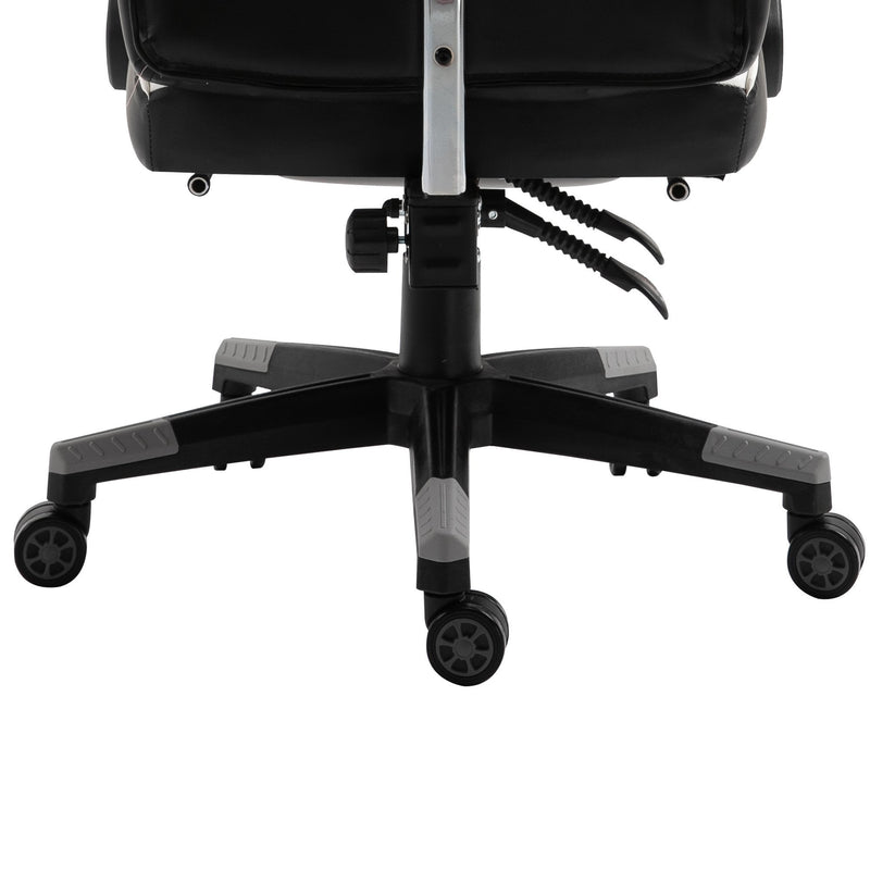 Vinsetto Cool & Stylish Gaming Chair Ergonomic w/ Thick Padding Footrest Neck & Back Pillow 5 Wheels Racing Swivel Height Adjustable Home Office Grey