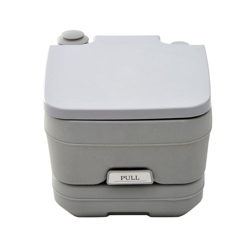 10L Portable Travel Toilet Outdoor Camping Picnic with 2 Detachable Tanks & Push-button Operation, Grey