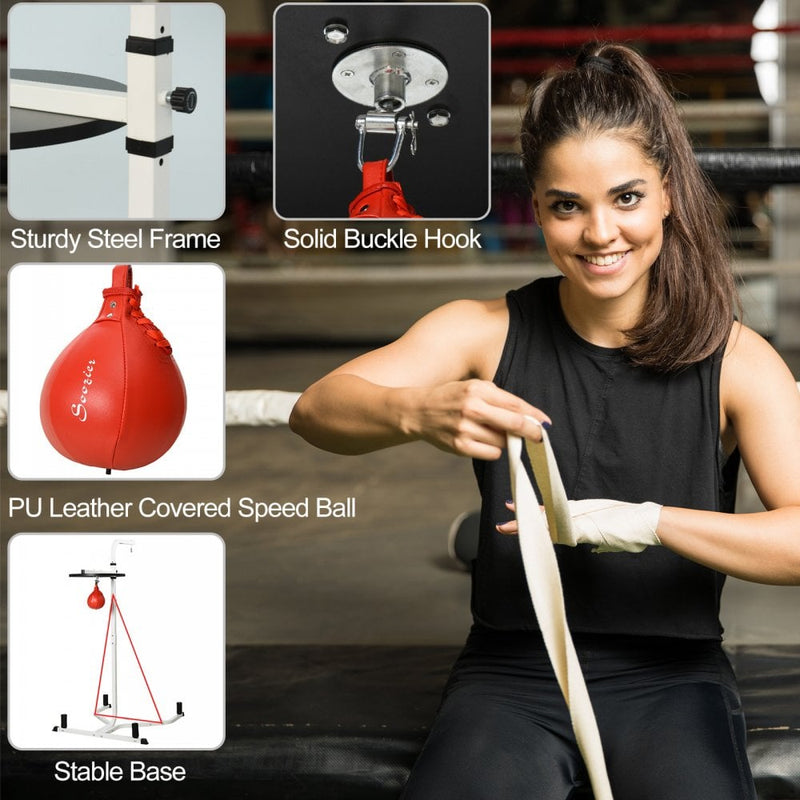 HOMCOM Free-Standing Speed Bag Boxing Platform Punch Bag Fitness Station Stand