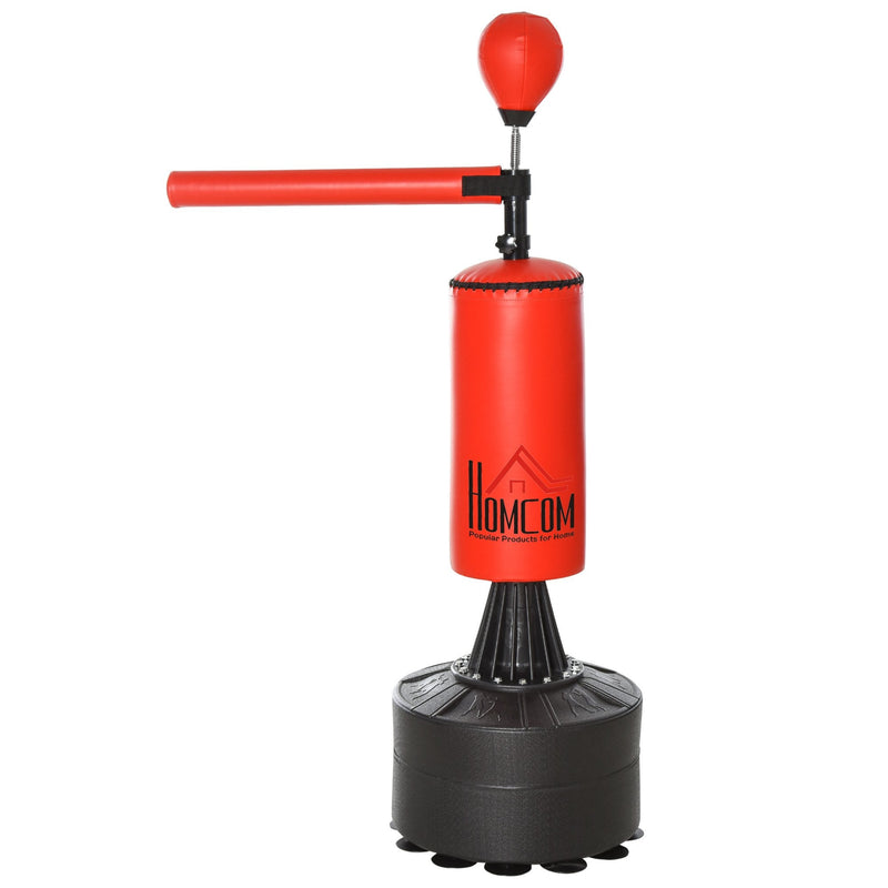 HOMCOM 155-205cm 3-IN-1 Freestanding Boxing Punch Bag Stand with Rotating Flexible Arm, Speed Ball, Water able Base