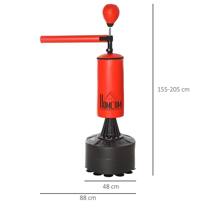 HOMCOM 155-205cm 3-IN-1 Freestanding Boxing Punch Bag Stand with Rotating Flexible Arm, Speed Ball, Water able Base