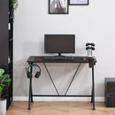 HOMCOM Gaming Desk Computer Table Metal Frame with Cup Holder, Headphone Hook, Cable Hole, Black