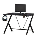 HOMCOM Gaming Desk Computer Table Metal Frame with Cup Holder, Headphone Hook, Cable Hole, Black