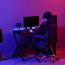HOMCOM Gaming Desk Computer Table Metal Frame with Cup Holder, Headphone Hook, Cable Hole, Black