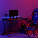 HOMCOM Gaming Desk Computer Table Metal Frame with Cup Holder, Headphone Hook, Cable Hole, Black