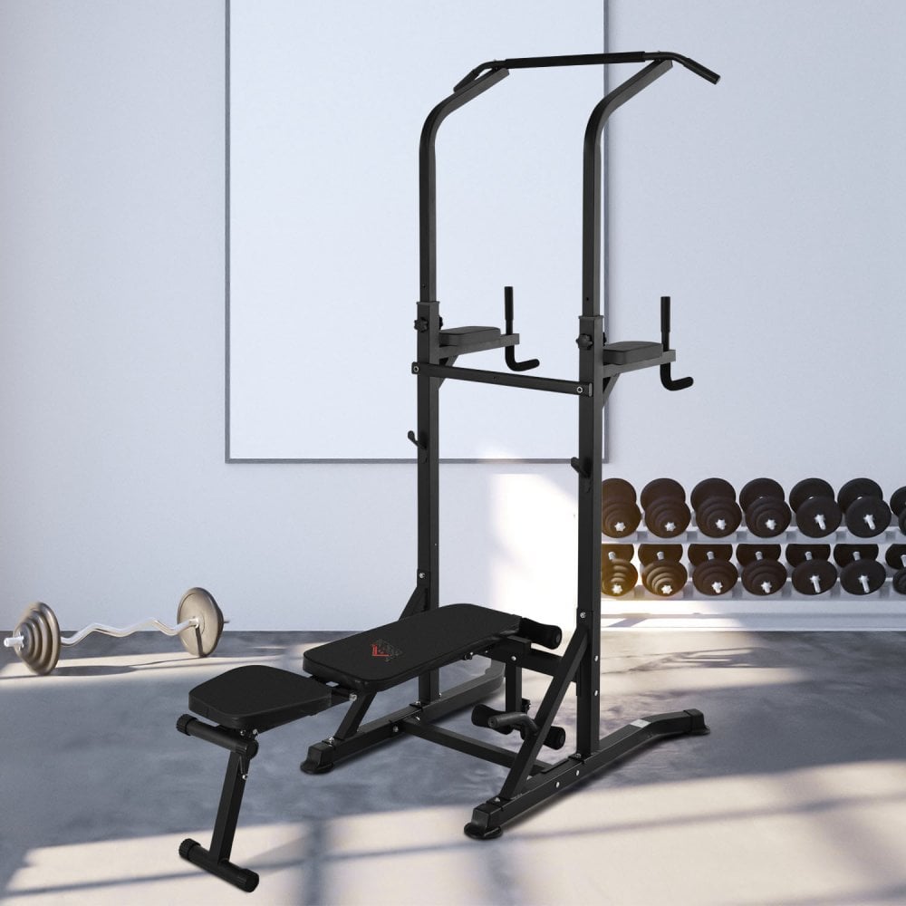 Exercise Pullup Weight Machine Power Tower with Multiple Adjustable Po