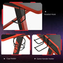 Gaming Desk Computer Table Stable Steel Frame with Cup Holder Headphone Hook, Cable Basket - Black