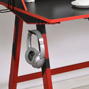 Gaming Desk Computer Table Stable Steel Frame with Cup Holder Headphone Hook, Cable Basket - Black