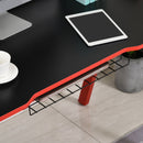 Gaming Desk Computer Table Stable Steel Frame with Cup Holder Headphone Hook, Cable Basket - Black