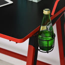 Gaming Desk Computer Table Stable Steel Frame with Cup Holder Headphone Hook, Cable Basket - Black