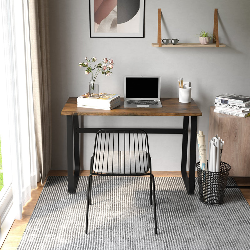 Writing Desk Workstation Center Laptop Table Industrial Design Furniture for Home Office Study Use Simple Metal Legs