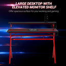 Gaming Desk Computer Table Ergonomics Workstation for Home Office with Cup & Speaker &Game Controller Holder Headphone Hook 120cm x 60cm x 96.5cm Black and Red Des CD Rack