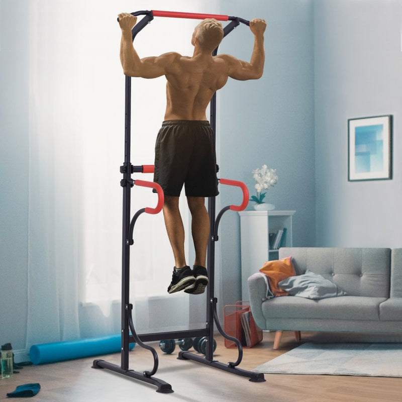 Steel Multi-Use Exercise Power Tower Pull Up Station Adjustable Height with Grips